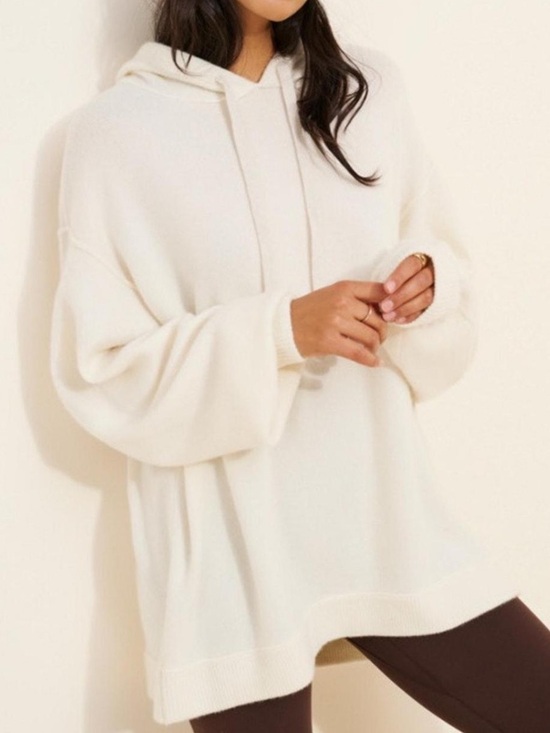 Free People Sweaters - Free People Keep A Secret Cashmere Hoodie Cream Oversized Knit